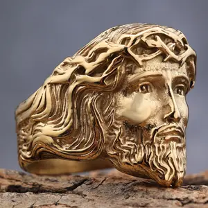 14k Gold Plated Prayer Ring with Jesus Christ Christian Style for Men and Women Daily Wear