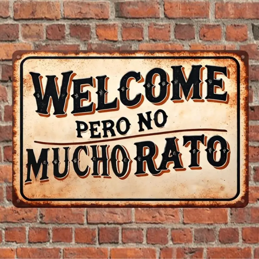 Vintage Aluminum Welcome Sign In Rustic Style With Distressed Finish For Indoor And Outdoor Home Decor