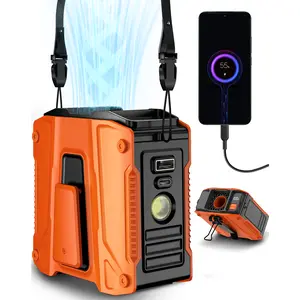 [FrSara] Waist Fan 14500mAh Upgrade  built-in Power Bank Portable Rechargeable Clip On Belt under Shirt, Personal Wearable Cooling Device Air, w/ Lanyard, Light, 5-Speed, 16H Run-time, LED Display, Powerbank for Men Women, OutdoorWork, Golf, Camping