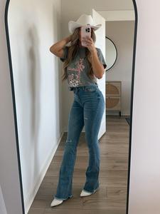 Sarah Distressed Medium Wash Flares
