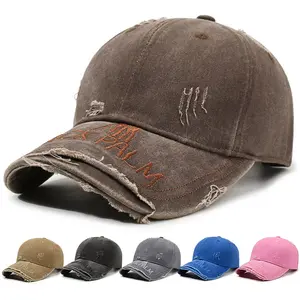 Retro Distressed Washed Baseball Cap Letter Printed Casual Sun Visor Hat Spring Autumn Outdoor Shading Fashion Hat