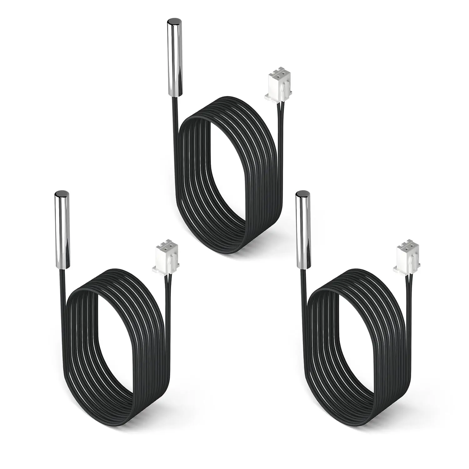 3PCS 10K NTC Waterproof Temperature Sensor Probe – 1M Stainless Steel 3950 Temp Sensor Extension Cable for Digital Thermostats & Controllers