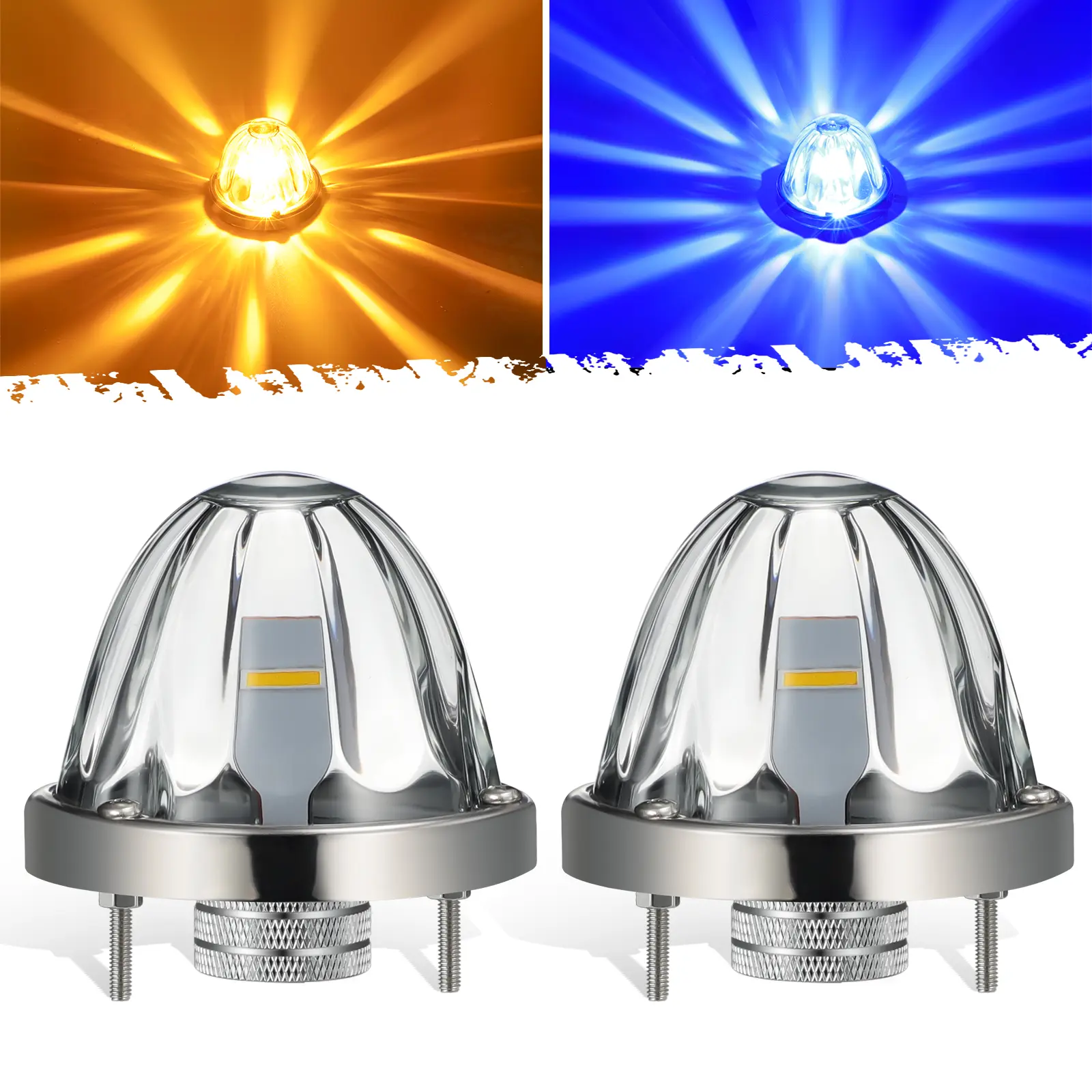 Clear Lens/Amber&Blue LED-2 Pieces