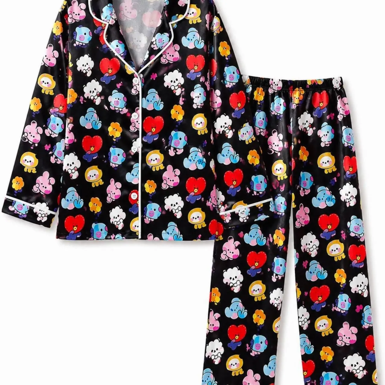 Women's Kpop World Tour 2026 Satin Pajama Set, Concert Inspired Silky Short Sleeve PJs, Cute Fan Gift, Aesthetic Lounge Sleepwear