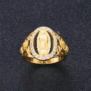 Fashionable Cubic Zirconia Virgin Mary Ring for Women, Hip-Hop Style, Couple Jewelry Suitable for Daily Wear, Gift