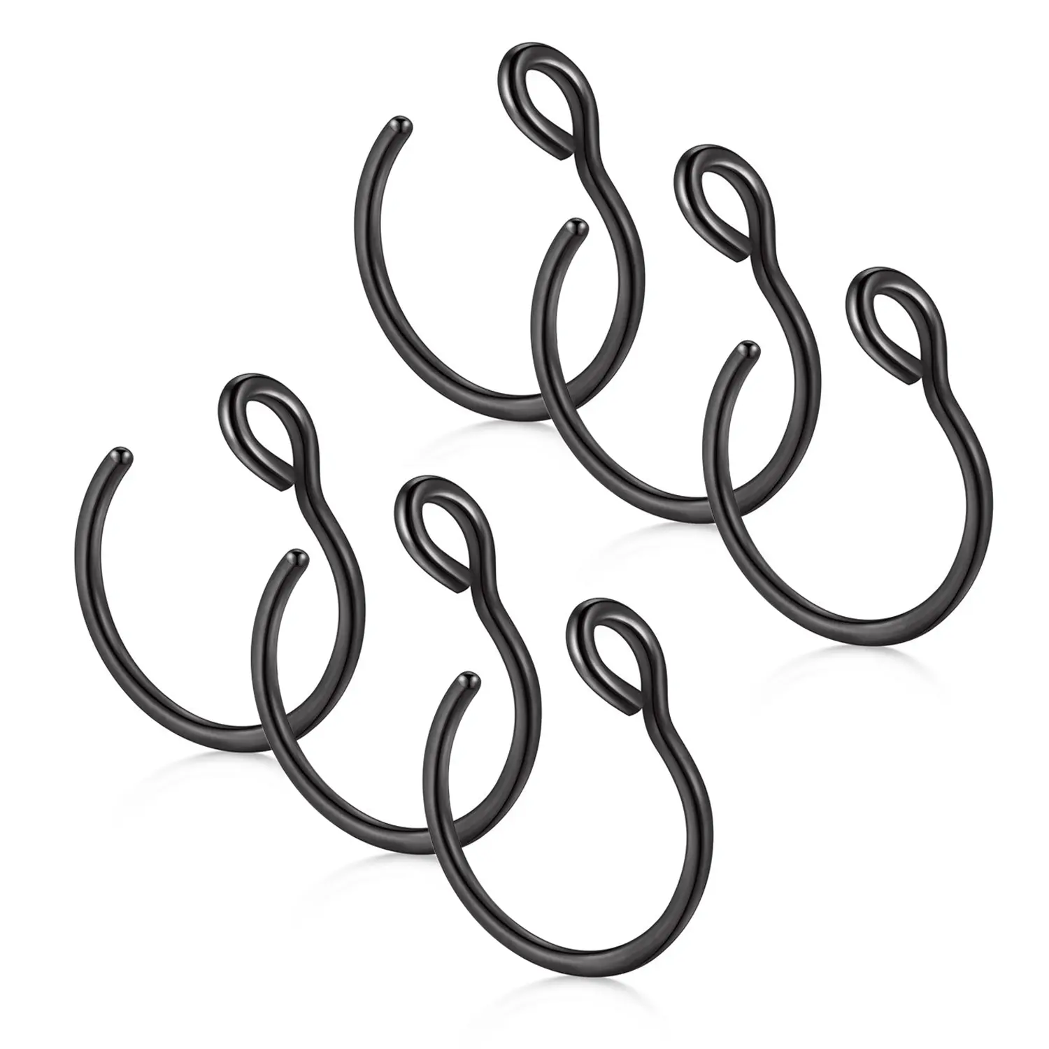OIDEA Slim Black Stainless Steel Non-Piercing Clip-On Nose Ring - 0.1cm Wire Thickness, 0.8cm Minimalist Ultra-Thin Body Jewelry, Everyday Layering Accessory for Unisex Modern Metallic Fashion Use