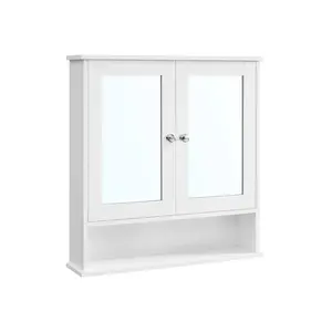 VASAGLE Bathroom Cabinet with Mirror, Wall Cabinet with 2 Mirrored Doors