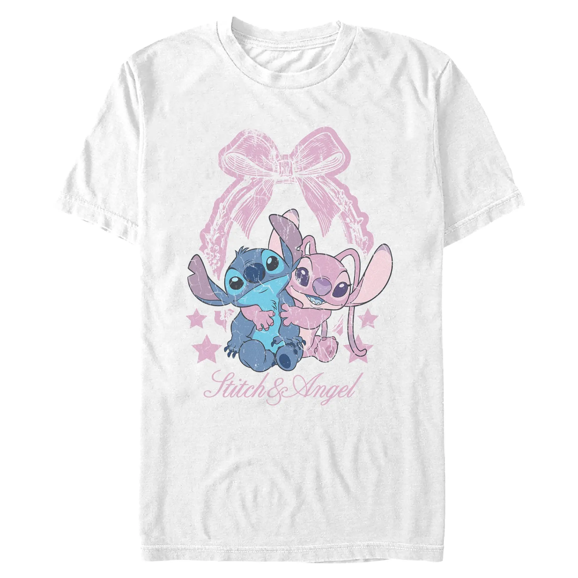 Mens Lilo & Stitch Distressed Coquette Bow Couple T Shirt