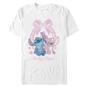 Mens Lilo & Stitch Distressed Coquette Bow Couple T Shirt