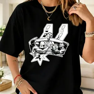 🏀[100% Cotton][Graphic Tee]San Antonio Basketball Playoff Graphic Tee – Must-Have Fan Shirt for Men Women, Retro Vintage T-Shirt, Oversized Streetwear, Soft Breathable Cotton, Game Day Outfit, Trendy Sports Fan Gift