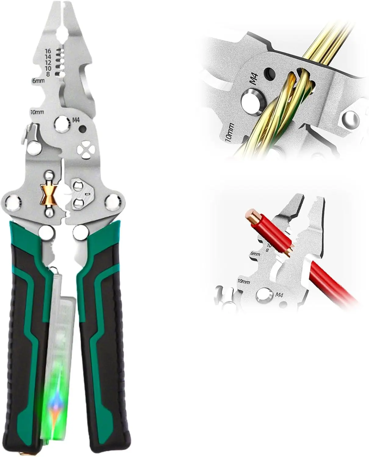 8 in 1 Wire Stripper with Voltage Tester, 2026 Upgrade Multi-Function Foldable Wire Stripper, Heavy Duty Wire Stripping Pliers for Cutting and Pulling Wires Cable Scissors,Voltage Tester Pliers (1)