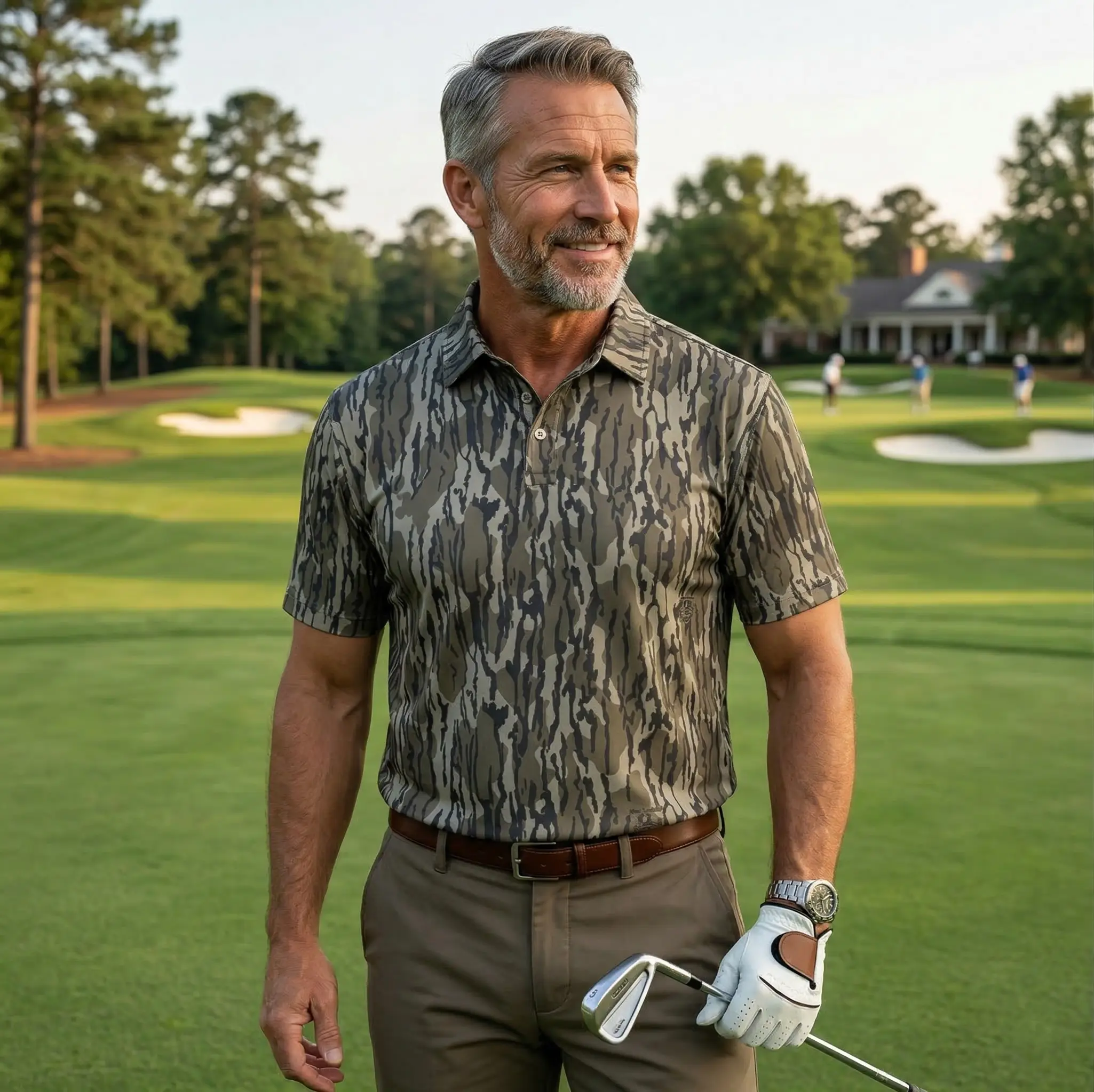 Men’s Bottomland Camo Polo – Perfect for Outdoors or Fishing