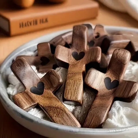 20/10/6/3PCS Compact Handheld Wooden Pocket Crosses - Religious Christian Prayer On The Go Collectibles, Encouragement Gift, Fingertip Stress Relief, Home Office Decor Ornaments, Olive Set