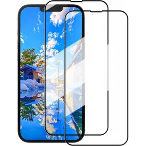 [2 Pack Screen Protector for iPhone 17 Pro Max 16 15 14 13 12 11 Pro Max Plus Tempered Glass Protective Film 9H Hardness High Transparency Anti-Shatter Anti-Bubble Anti-fingerprint, Black Border for iphone 17 Pro Max