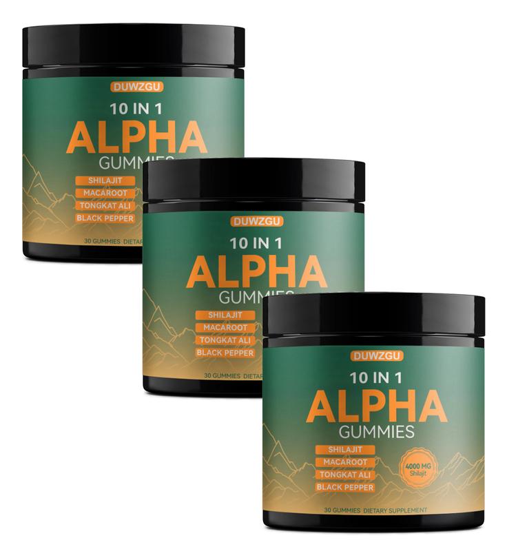 Alpha 10-in-1 Shilajit Gummies | Energy, Stamina & Focus | Ashwagandha, Tongkat Ali, Maca | Vegan| Zero Sugar