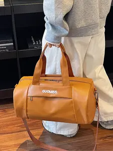Large Capacity Travel Bag Soft Leather Handbag Sports Gym Bag Business Luggage Shoulder Bag Lightweight Travel Bag Travel Essentials Carryall Traveling Bag Convenient Carry Bag