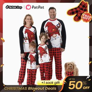 PatPat Christmas Pajamas Soft & Stretchy Family Matching  Long Sleeve Sets Christmas Gnome Patterned Sleepwear for Women Men Couples Adult Kids,Cute Pajama,Cozy Pajamas ,Flame Resistant,autumntok,wintertok,BFCM Early Bird
