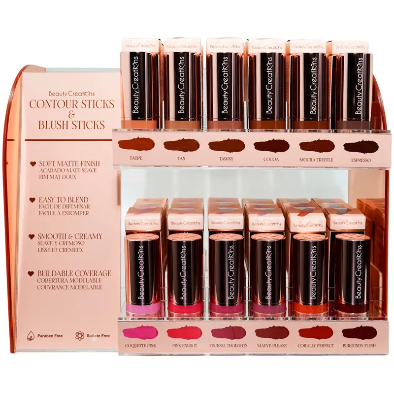 Contorno y Rubor en Barra Beauty Creations - Venta al por Mayor Display 66 Unidades + 12 Probador (BCCBS)