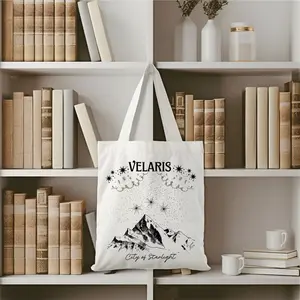 Velaris ACOTAR Sublimated Canvas Tote Bag - White 14x16 Inch - Premium Sublimation-Ready Surface - Durable Canvas Material - Spacious & Versatile - Eco-Friendly & Reusable - Personalized Gifts & Promotional Items