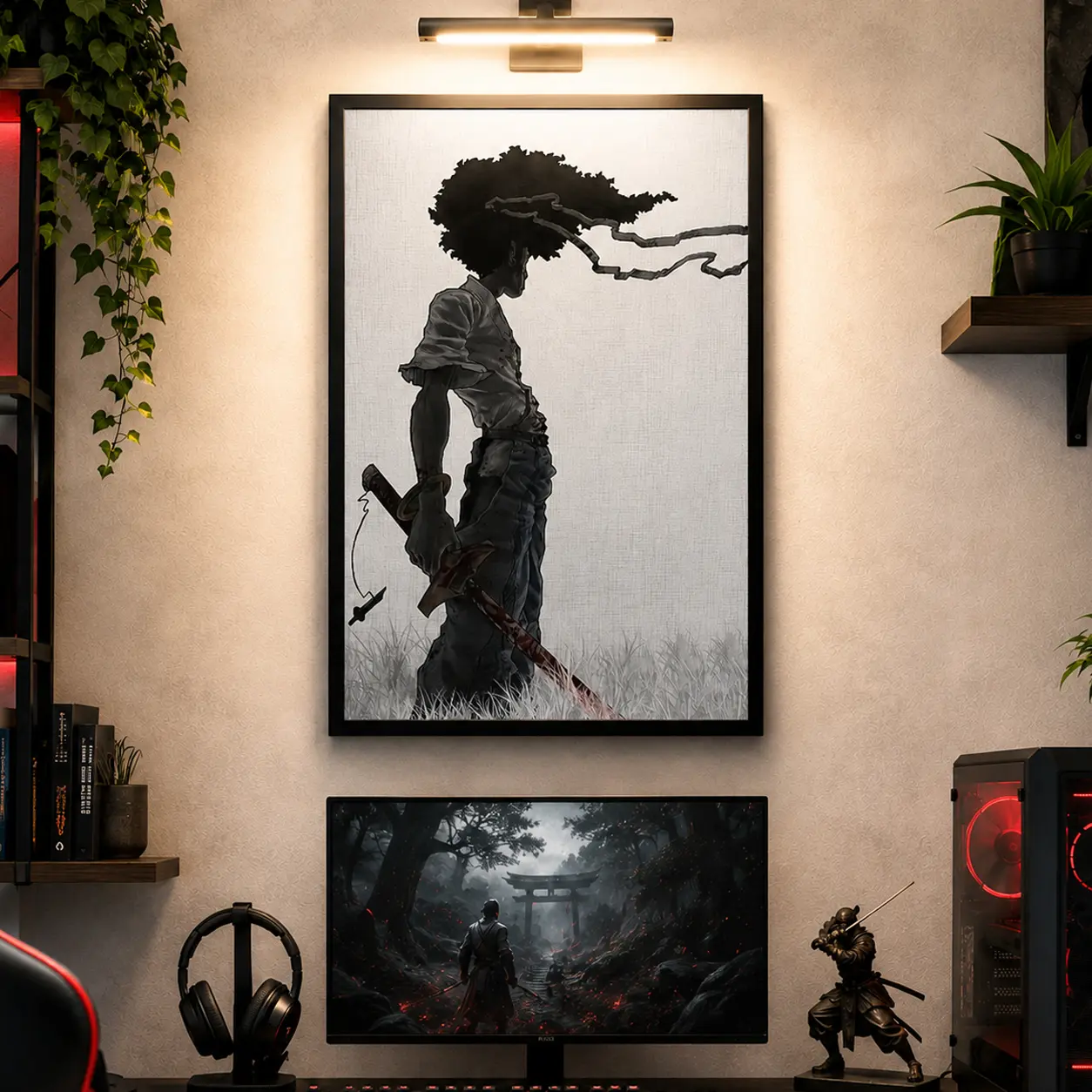 Anime African Samurai Print Poster Decor, Samurai Art Decor, Japanese Manga Decor For Dorm Bedroom Office Home, Perfect Gifts