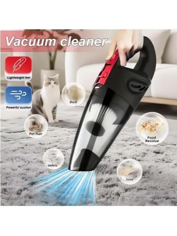 Handheld Car Vacuum Cleaner - 6000PA Strong Suction, 2000mAh Large Capacity, Low Noise, 5 Matching Accessories, for Car Interiors & Home Cleaning, Pink Women's Gift Accessory