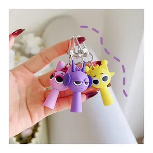 Sprunki Keychain Sprunki Oren Raddy Gray Brud Vineria Silicone Keychain Bag Key Ring Pendant Children Toy Birthday Gifts