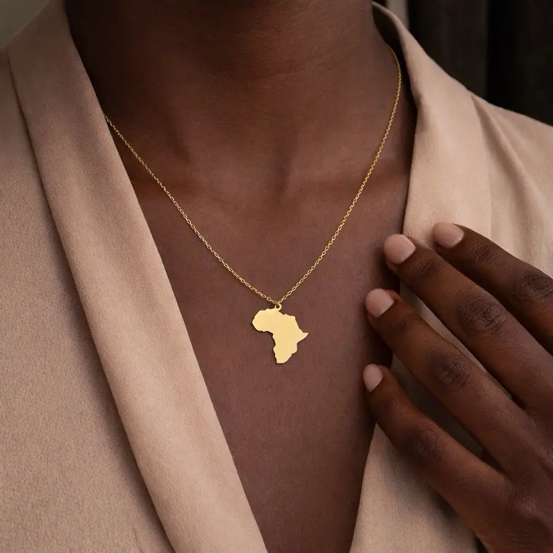 Africa Necklace – Represent Your Roots in Style with 24 K Gold Plated Pendant and Delicate Chain