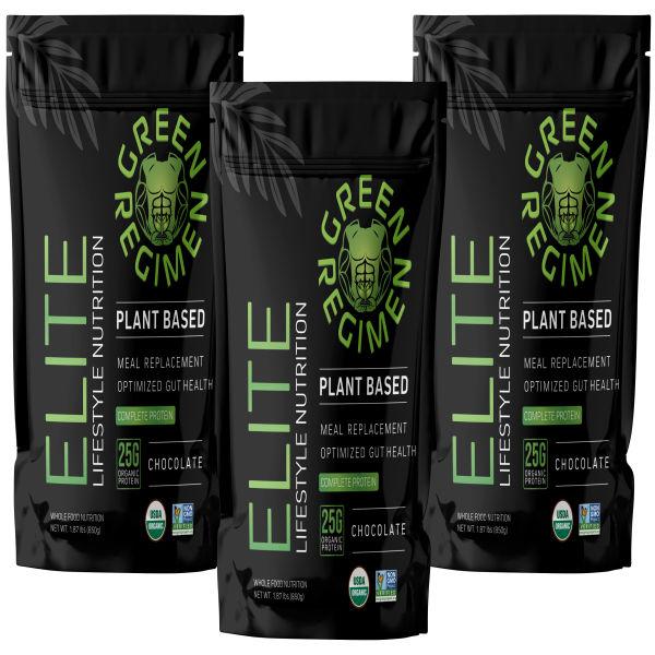 Green Regimen - Elite Plant-Based Protein Powder - 25g Complete Pea & Plant-based Protein Complex, Meal Replacement High-Protein Vegan Shake, NonGMO, Gluten-Free, Dairy-Free, Low Carb - (Chocolate - 1 Month Supply)