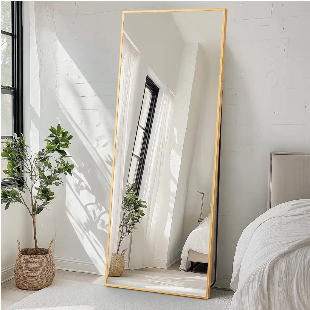 26"x71" Rectangle Full Length Mirror, Full Body Standing Mirror Floor Mirror, Gold