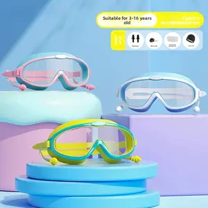 [Summervibes] Anti-Fog Swimming Goggles with Nose Clip Ear Plugs, UV Protection Wide View Shatterproof Lens, No Leak Clear Swim Goggles for Kids Youth Adults Men Women, Beach Pool Lake