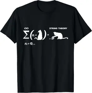 Women's 100% Cotton Round Neck Short-Sleeve Breathable Casual T-Shirt - Schrödinger's String Theory Cat Physicist Quantum Mechanics Print
