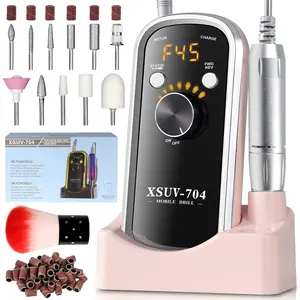 LIMEGIRL Professional Nail Drill, Nouvella 45000RPM Electric Nail Filer Machine with Coreless Motor for Acrylic Gel Nail, Rechargeable Efile with Nail Drill Bit Set, Manicure Salon Home DIY Use, Pink Nail Care Nail Art