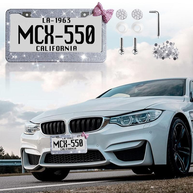 Sparkling Bow Tie License Plate Frame -GlitterRhinestoneDecorative Car Accessory ,Fun caraccessories &essentials for women,PerfectGiftfor Women Car wners c  Automotive Vehicle Replacement