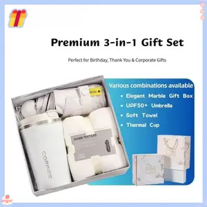 Father's Day Gift Set - Vacuum Flask & Umbrella Gift Box Elegant and practical gifts Office gift set for dad Birthday gifts, anniversary gifts Heartwarming presents for father