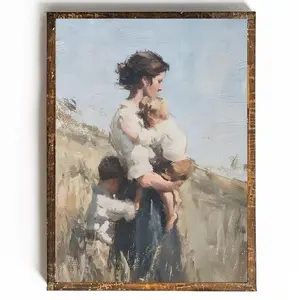 Motherhood Painting Print Cottagecore Mother and Children Painting Print Vintage Motherhood Art Print Cottagecore Gift for Boy Mom Gift