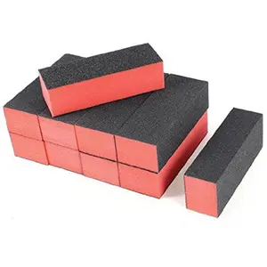 10 PCS Sanding Buffing Nail Polisher 4 Way Polish Buffer Buffing Block Nail Files Art Pedicure Manicure File(Black Red)