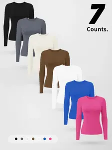 Women's Long Sleeve Sporty Knit Top, Slim-Fitting Comfortable Outdoor Fitness Shirt, Ideal for Running and Training