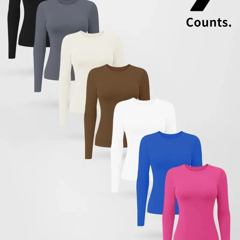 Women's Long Sleeve Sporty Knit Top, Slim-Fitting Comfortable Outdoor Fitness Shirt, Ideal for Running and Training, Stretch Athletic Tee, Gym Tees, Gym Workout Shirts, Fitness Running Tops, Fitness Clothes Tops