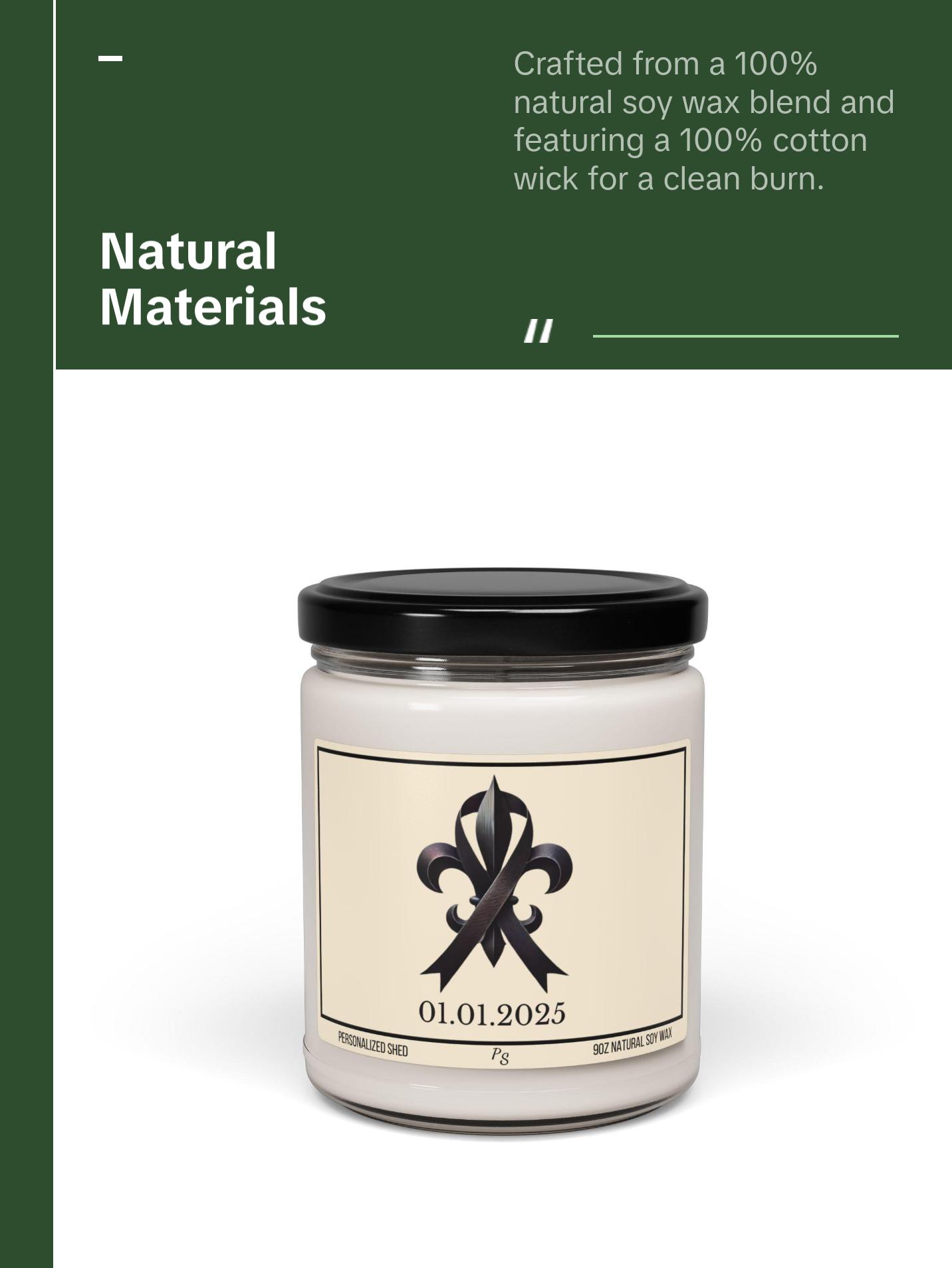 New Orleans Remembrance candle, Fluer De Lis with black ribbon candle, Louisiana Love Candle