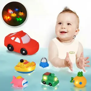 【BunnyLulu】Light-Up Bath Toys Set 6 Packs Cars & Animals Water-Activated Splash Toys for Kids Safe Mold-Free Fun Creative Gifts for Baby