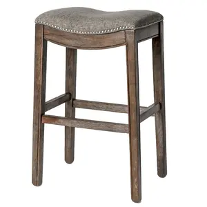 Maven Lane Adrien Backless Saddle Kitchen Bar Stool, Walnut Finish
