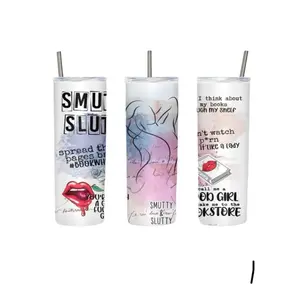 Smut Slut Book Reader 20 oz Stainless Steel Skinny Tumbler with Lid & Straw - Durable, Rustproof, BPA Free, Portable, Stylish Drinkware for On-the-Go Use - Flasks, Cup, Reusable, Washable, Bottled
