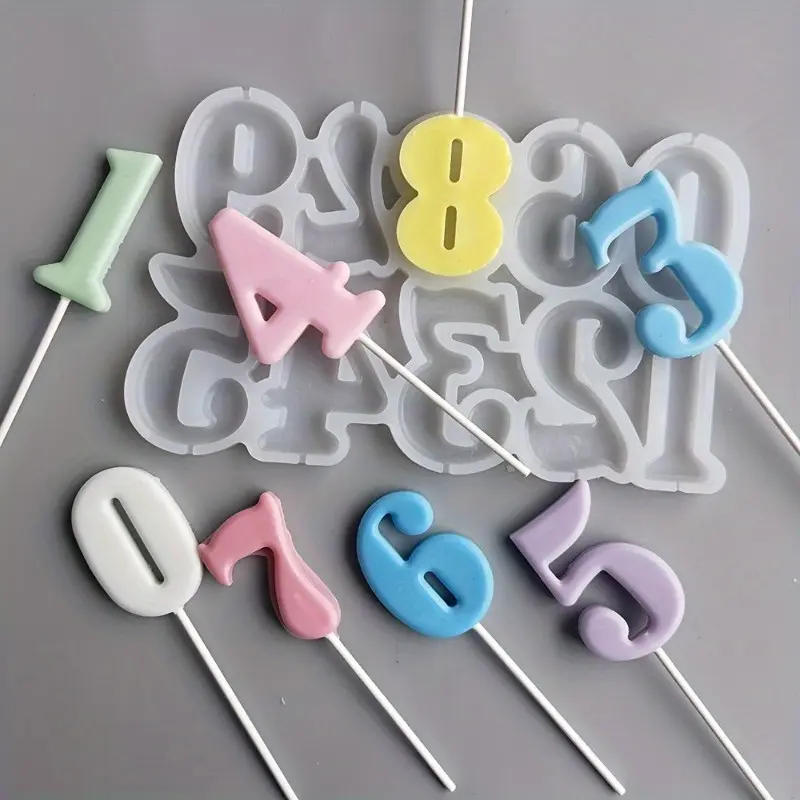 1pc A Variety of Lollipop Silicone Molds，New Digital Epoxy Lollipop Chocolate Mold Cheese Lollipop Silicone Mold Baking Cake Fondant Decoration Mold