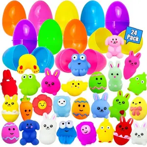 24 Pack Prefilled Easter Eggs with Mochi Squishy Toys – Easter Basket Stuffers, Easter Egg Hunt Party Favors, Classroom Prizes for Kids Boys Girls, Easter Gift