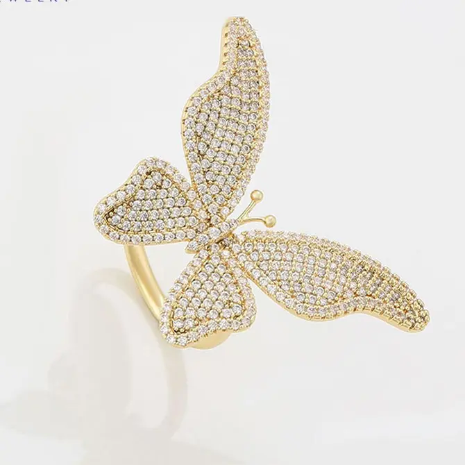 Adjustable Butterfly Ring in 14K Gold Plating