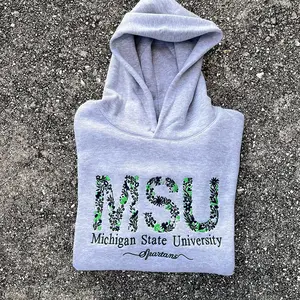 MSU Floral Logo Hoodie Menswear Sweatshirts Tops Man Pullover Casual Long Sleeve