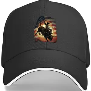 S&T Men's Youth Cowboy Rodeo American Flag Matador Sandwich Hat - Adjustable Breathable Western Hat, Suitable for Ranch, Rodeo Events, and Outdoor Casual Wear (Christmas Gift)
