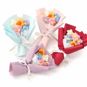 1pc Charming Mini Knitted Flower Bouquet - Ideal for Valentine's, Mother's Day & Anniversaries | Colorful Home Decor Accent, Bouquet Accessories