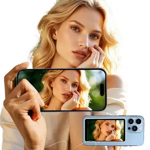 Compatible with iPhone Pink Magnetic Phone Vlog Selfie Monitor Screen, 1080PWireless Recording, Using Phone Rear Camera for SelfieVlog Live Stream TikTok