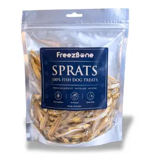 Freezbone Sprats Dog Treats - Single ingredient High Protein  (Value Size 8 oz)